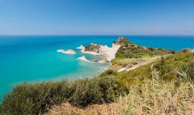 Cape Drastis, the picture taken on a nearby hill.